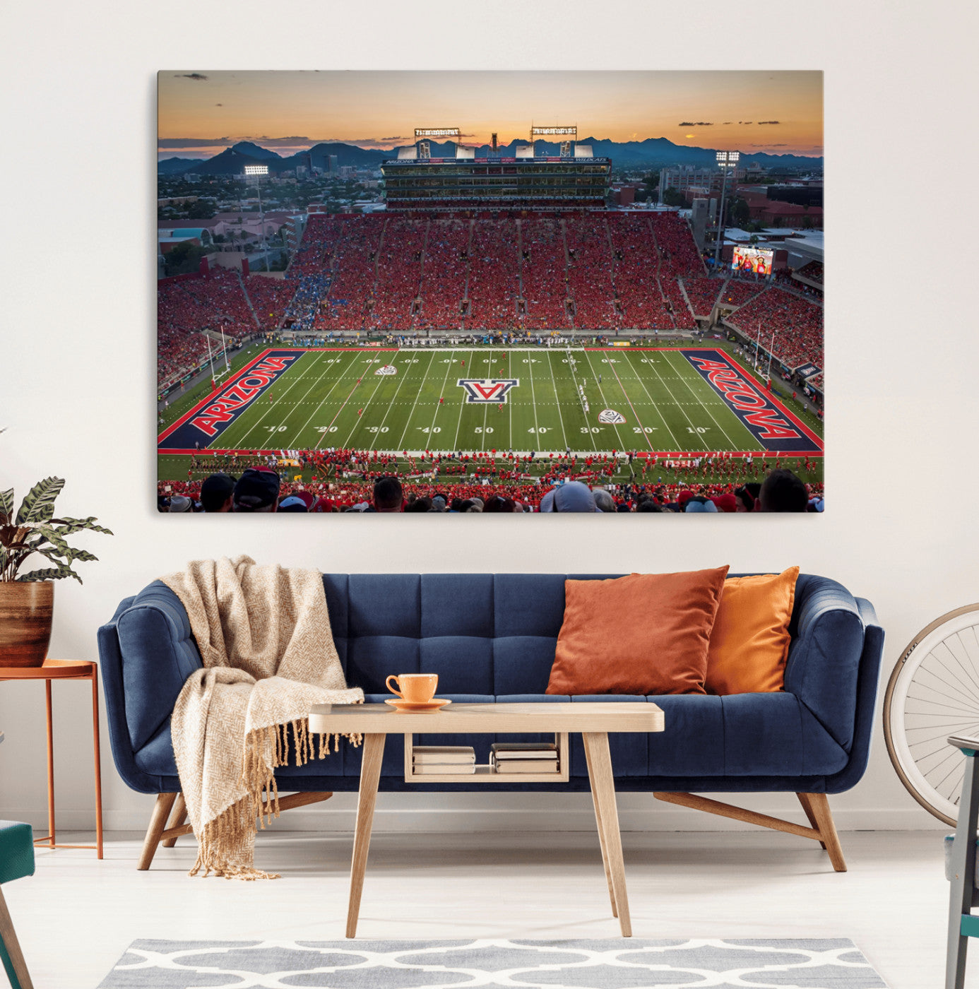MGV-CV-36X24 - Arizona Wildcats Football Team Print - Tucson Arizona Stadium Wall Art Canvas Print