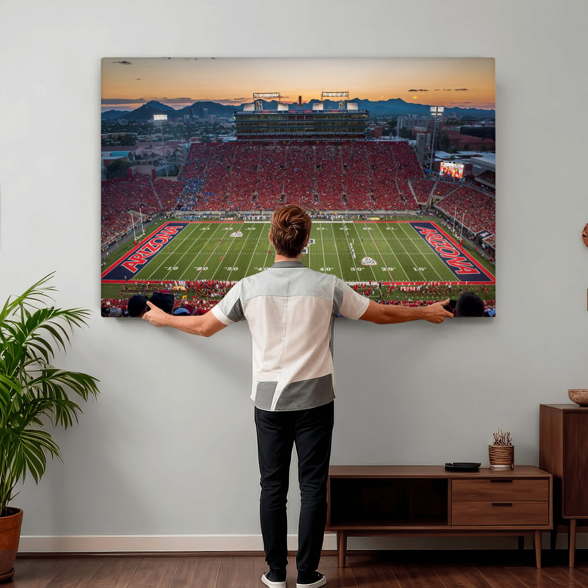 45563-MGV-CV-36X24 - Arizona Wildcats Football Team Print - Tucson Arizona Stadium Wall Art Canvas Print
