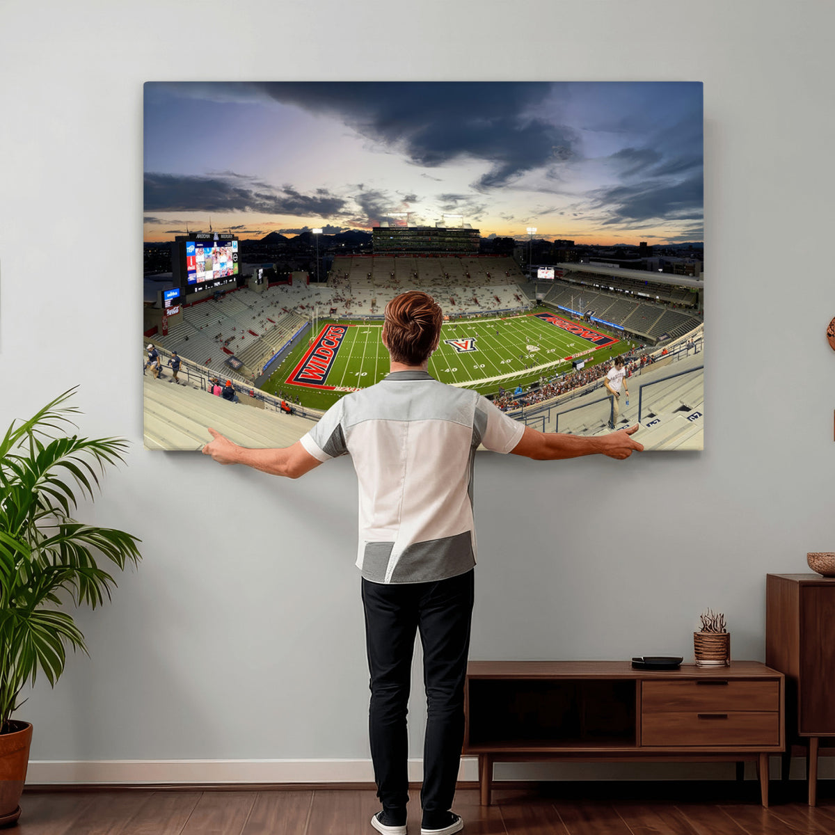 24339-MGV-CV-36X24 - Arizona Wildcats Football Team Print - Tucson Arizona Stadium Wall Art Canvas Print
