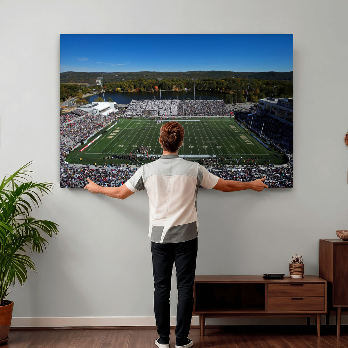 52056-MGV-CV-36X24 - Army Black Knights Football Team Print - West Point Michie Stadium Wall Art Canvas Print