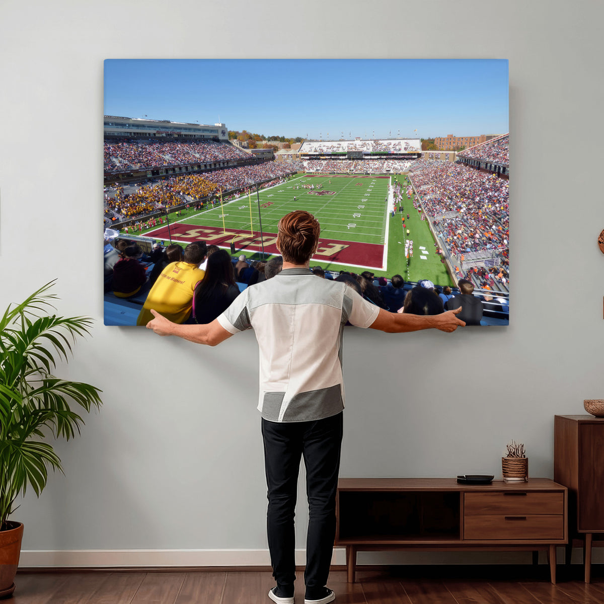 78117-MGV-CV-36X24 - Boston College Eagles Football Team Print - Boston Alumni Stadium Wall Art Canvas Print