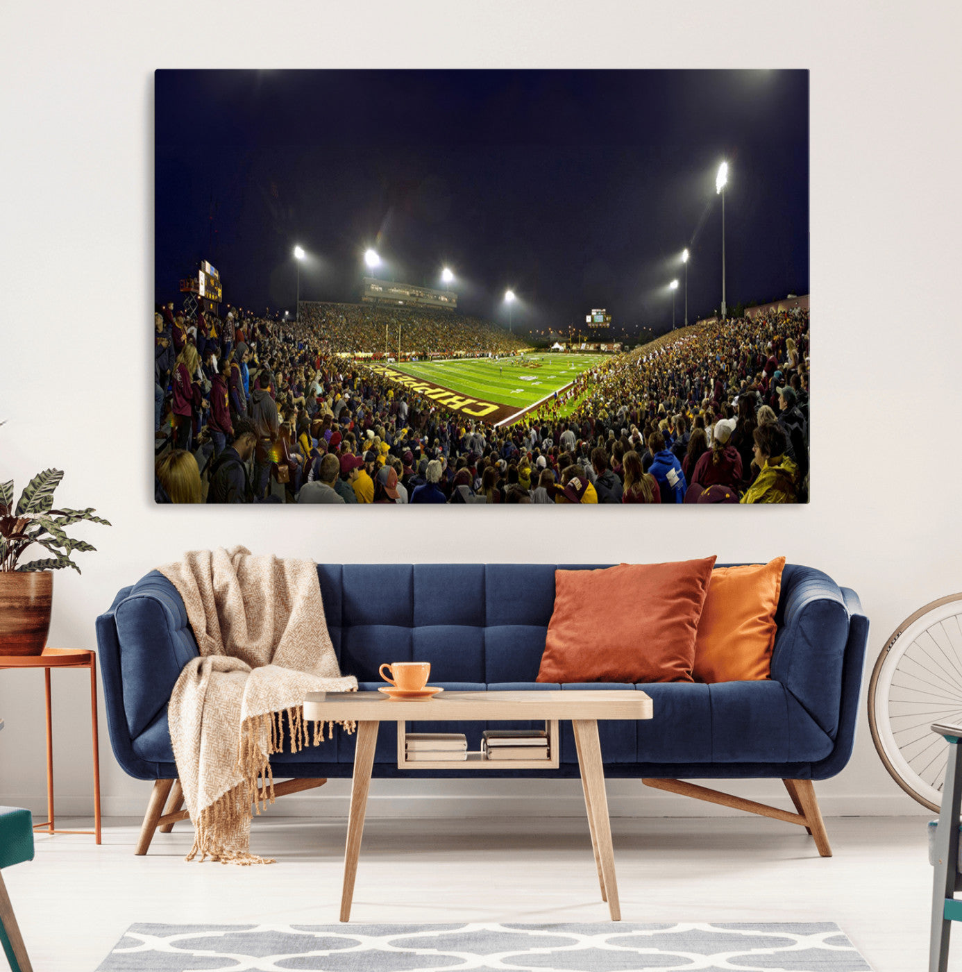 MGV-CV-36X24 - Central Michigan University Chippewas Canvas Wall Art, Football Team Print - Mount Pleasant