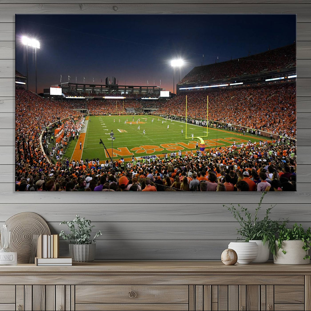 Clemson University Tigers Football Team Print - Clemson Memorial Stadium Wall Art Canvas Print