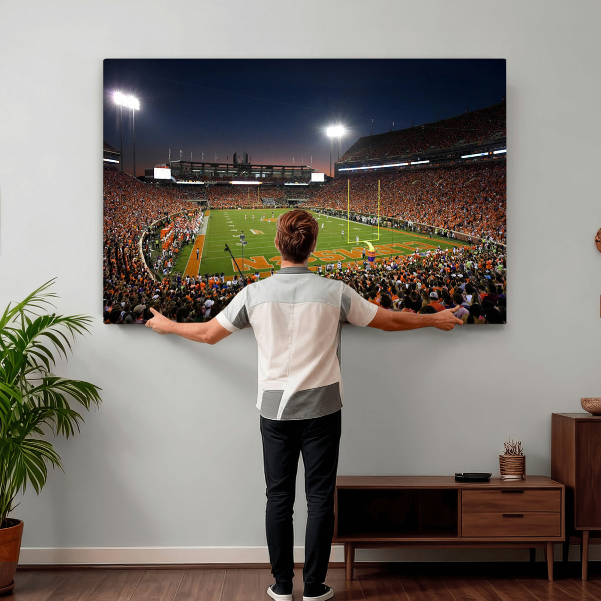 32340-MGV-CV-36X24 - Clemson University Tigers Art Print, Football Team Print