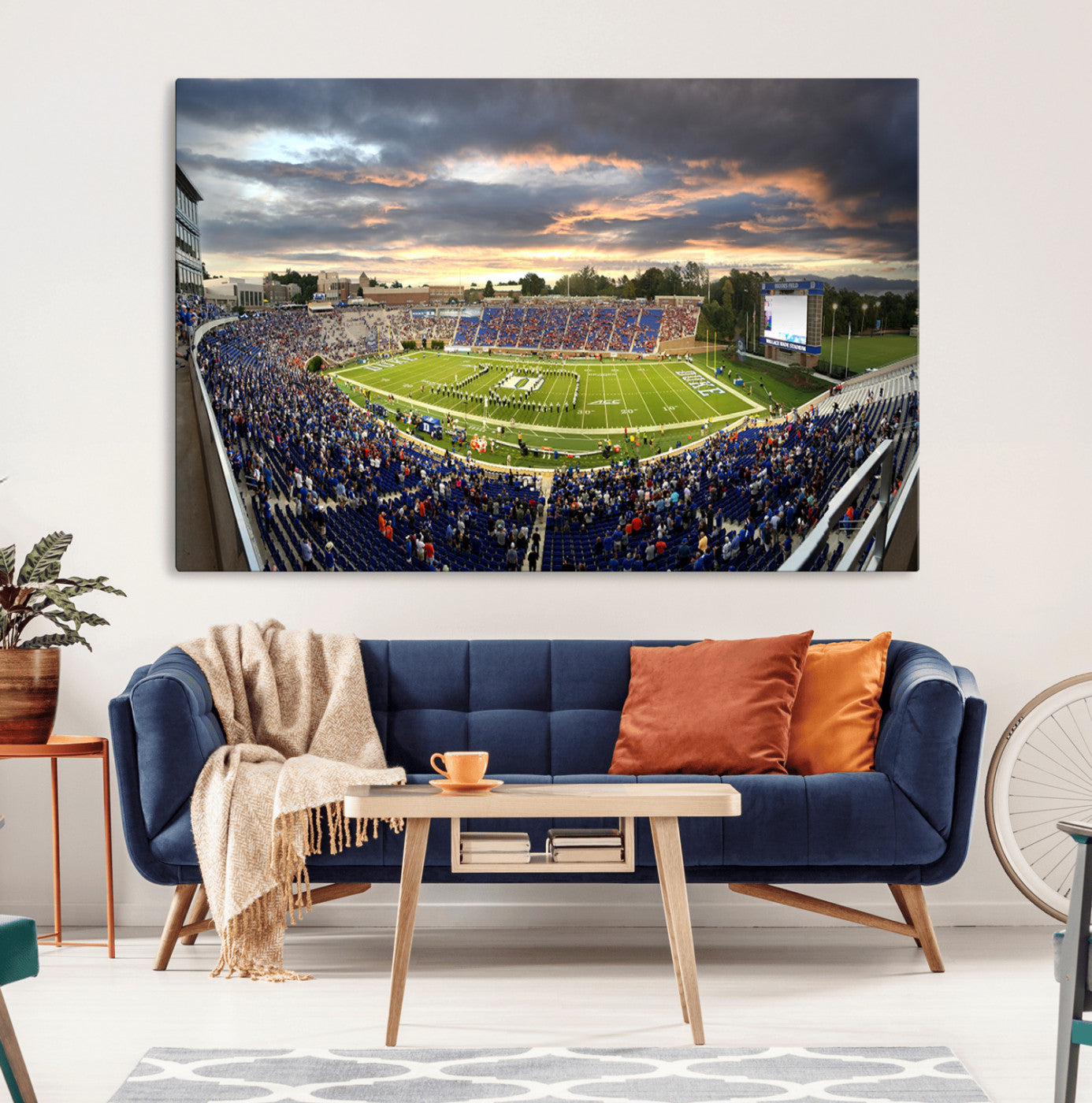 60433-MGV-CV-36X24-Duke University Blue Devils Football Team Print - Durham Wallace Wade Stadium Wall Art Canvas Print