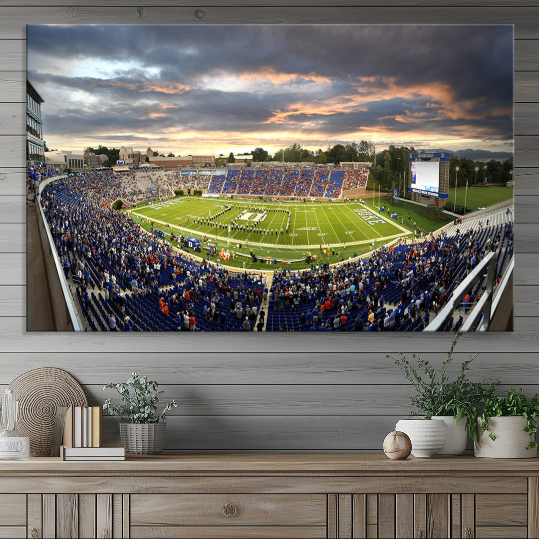 Duke University Blue Devils Football Team Print - Durham Wallace Wade Stadium Wall Art Canvas Print