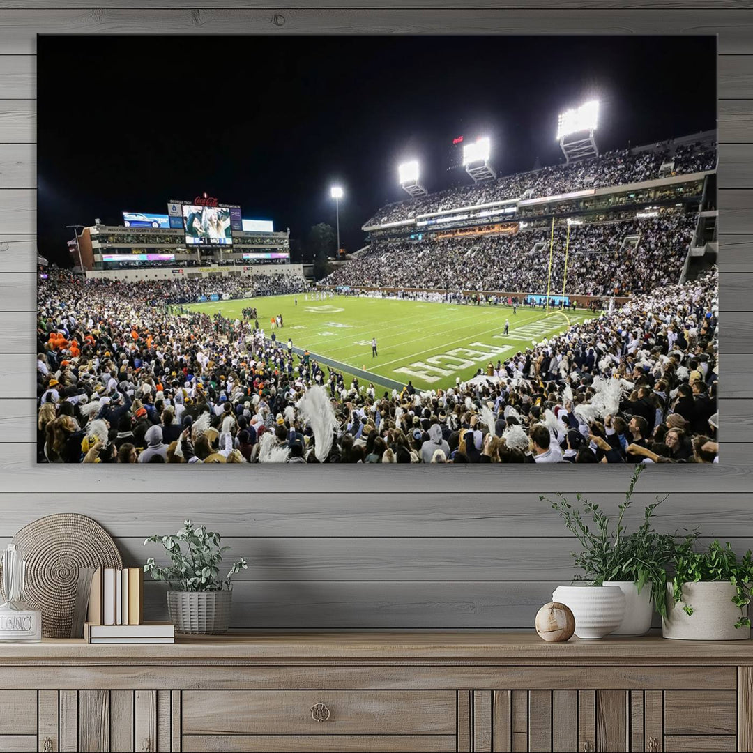 Georgia Tech Yellow Jackets Football Team Print - Atlanta Bobby Dodd Stadium Wall Art Canvas Print