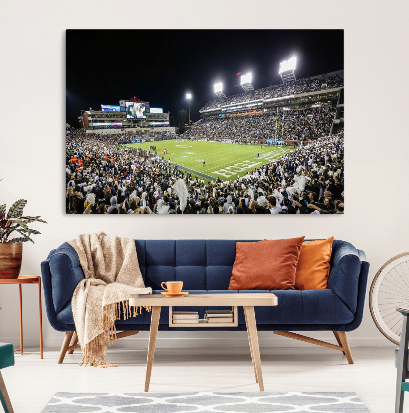 49339-MGV-CV-36X24-Georgia Tech Yellow Jackets Football Team Print - Atlanta Bobby Dodd Stadium Wall Art Canvas Print