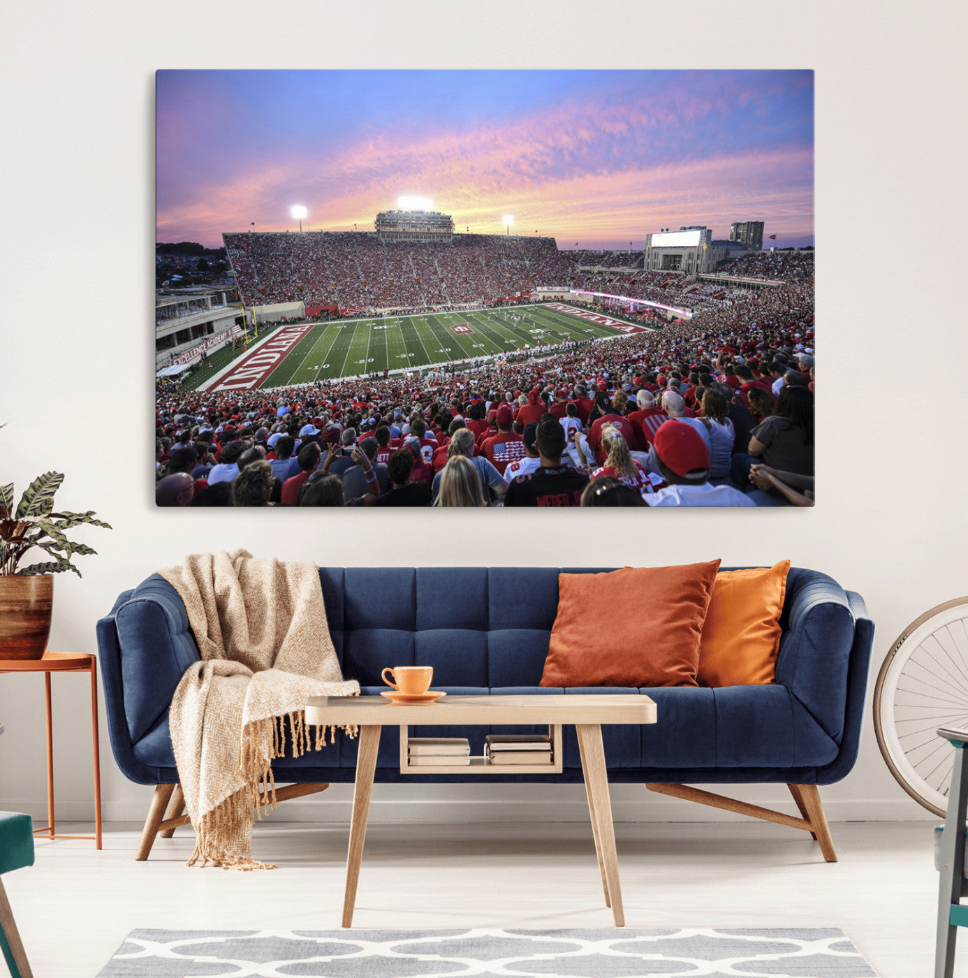 13046-MGV-CV-36X24-Indiana University Hoosiers Football Team Print - Bloomington Memorial Stadium Wall Art Canvas Print