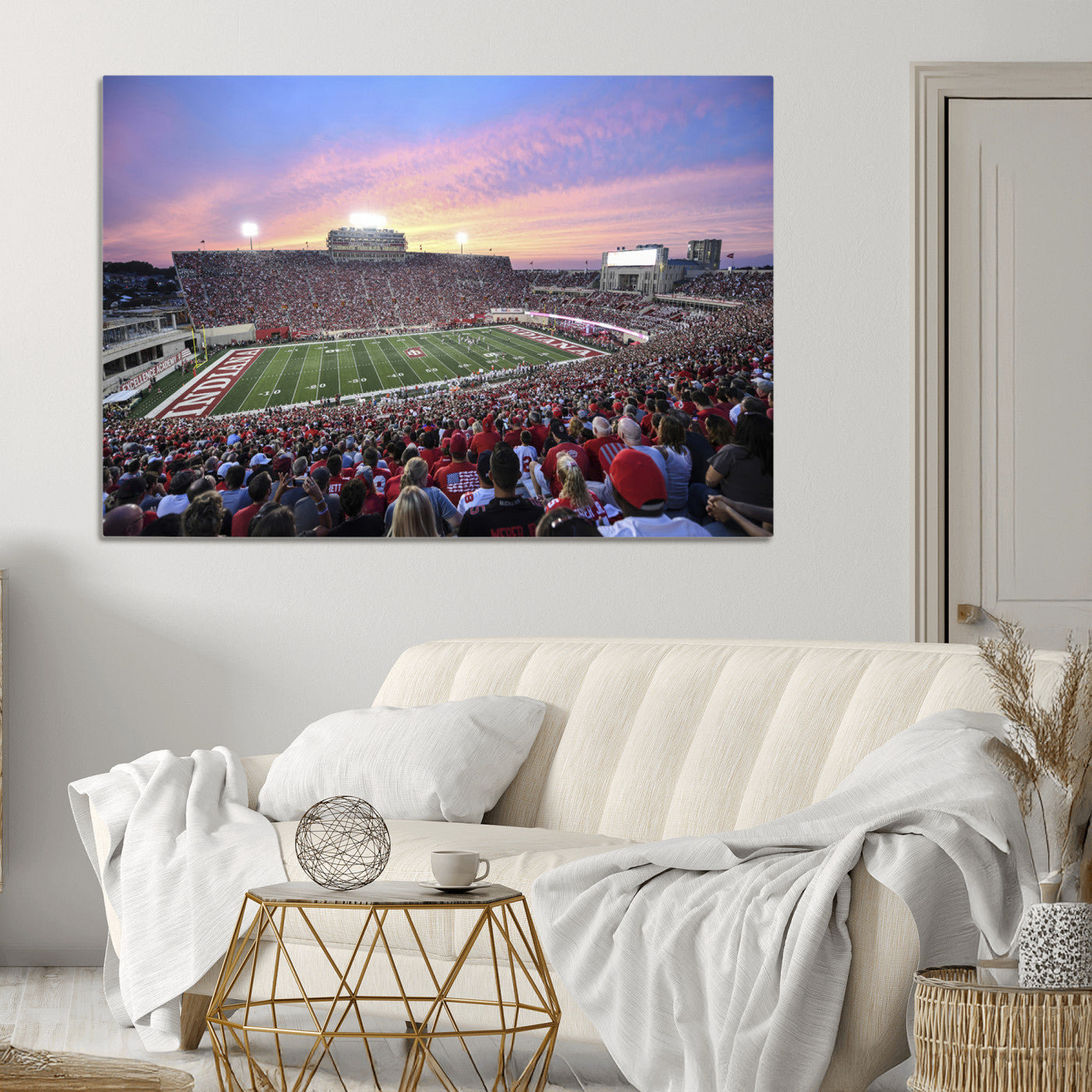 13046-MGV-CV-36X24-Indiana University Hoosiers Football Team Print - Bloomington Memorial Stadium Wall Art Canvas Print