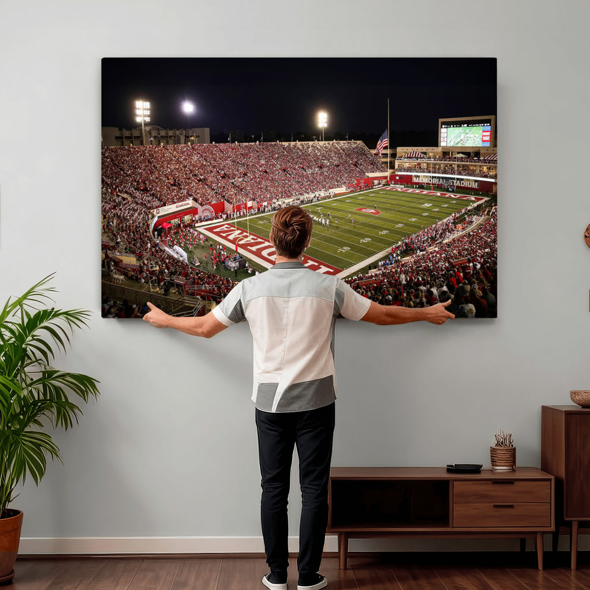 82748-MGV-CV-36X24 - Indiana University Hoosiers Football Team Print Canvas, Framed and Ready to Hang