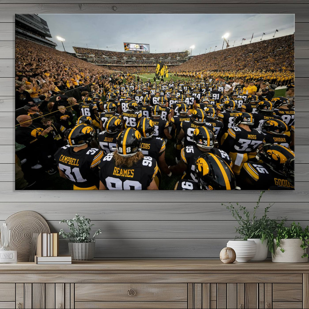 Iowa University Hawkeyes Football Team Print - Iowa City Kinnick Stadium Wall Art Canvas Print