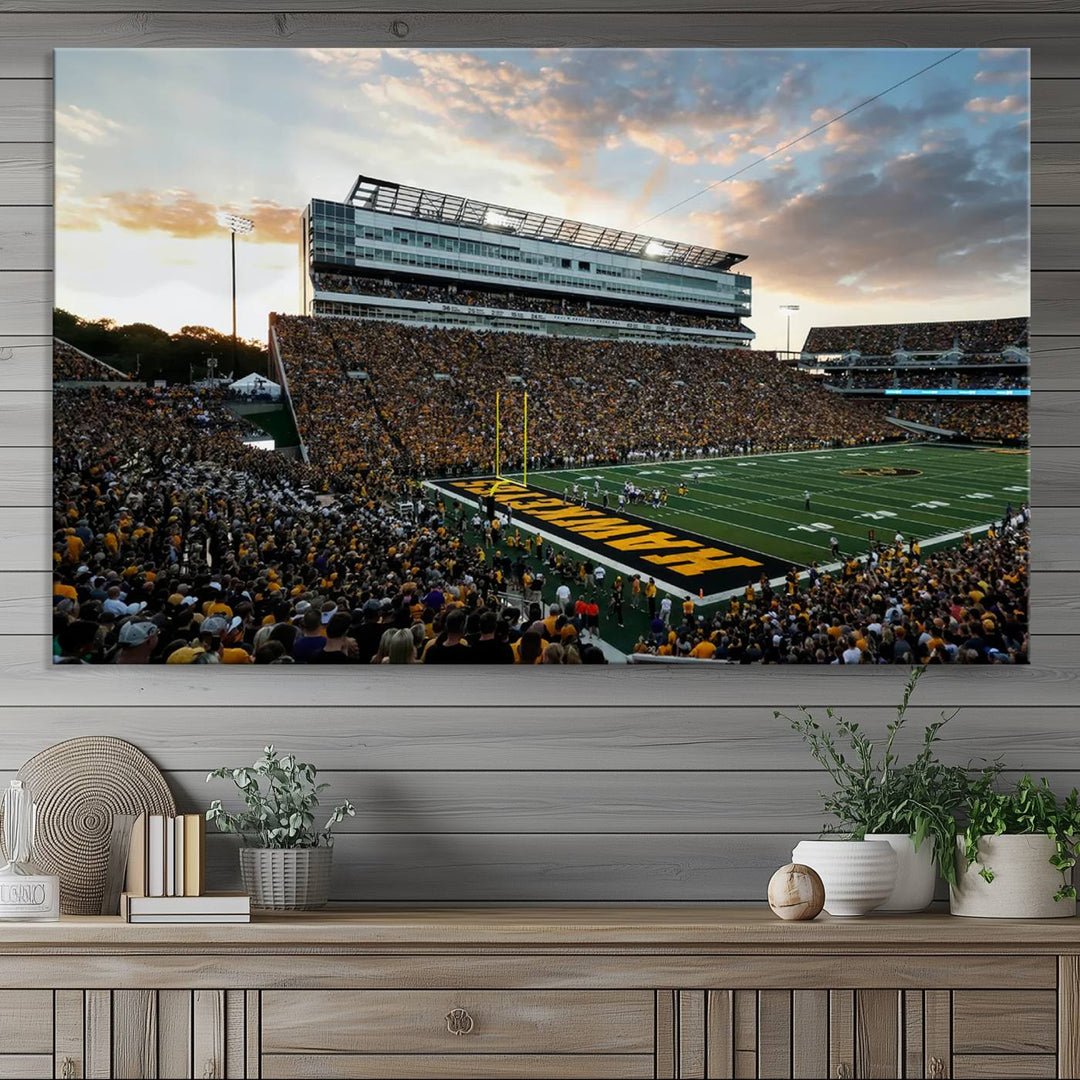 Iowa University Hawkeyes Football Team Print - Iowa City Kinnick Stadium Wall Art Canvas Print