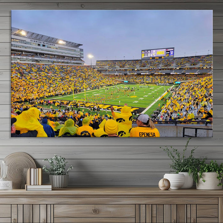 Iowa University Hawkeyes Football Team Print - Iowa City Kinnick Stadium Wall Art Canvas Print