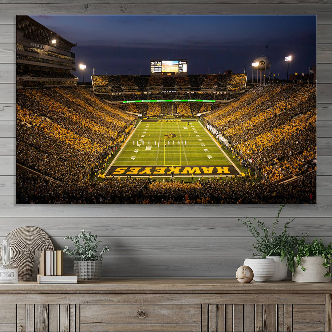 Iowa University Hawkeyes Football Team Print - Iowa City Kinnick Stadium Wall Art Canvas Print