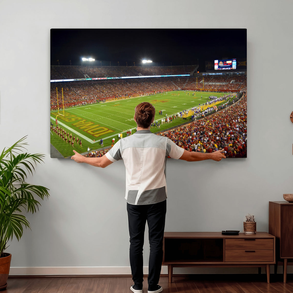 27211-MGV-CV-36X24 - Iowa State University Cyclones Football Team Print, Ames, Extra Large Game Room Wall Decor