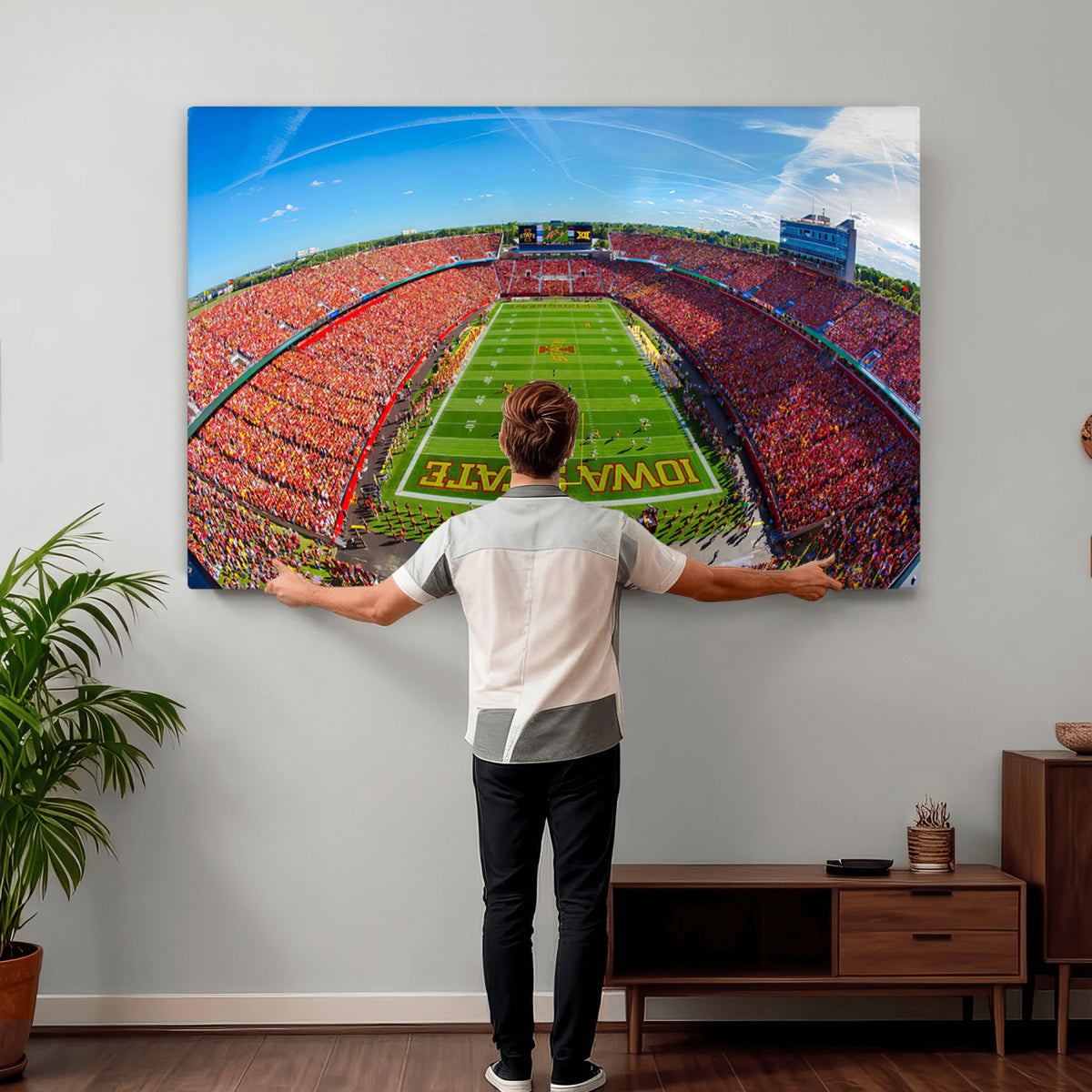 36706-PAN-FL-20X10 - Iowa State University Cyclones Football Team Print - Ames Jack Trice Stadium Art Canvas Print