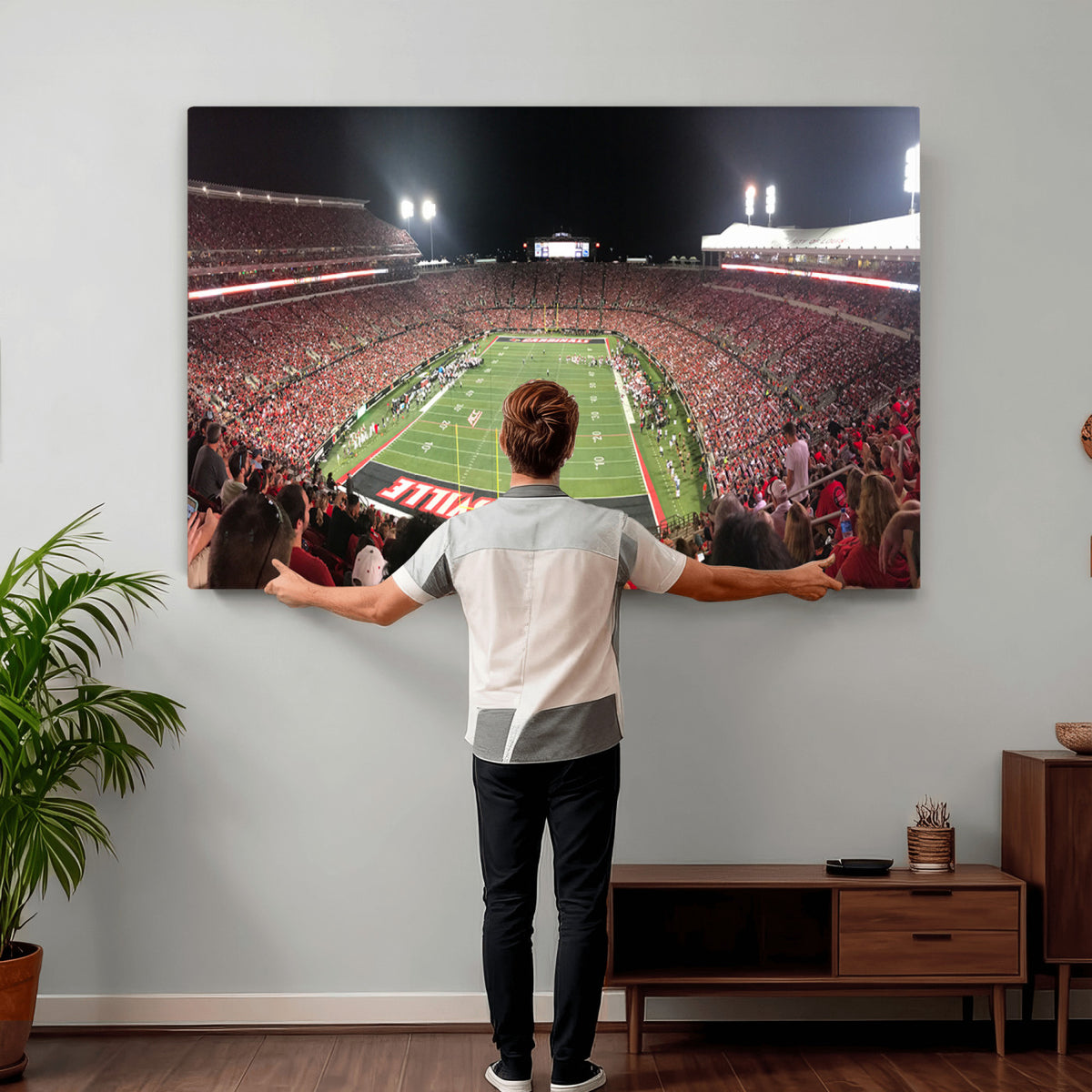 51251-PAN-FL-20X10 - University of Louisville Cardinals Football Team Print - Louisville Cardinal Stadium Wall Art Canvas