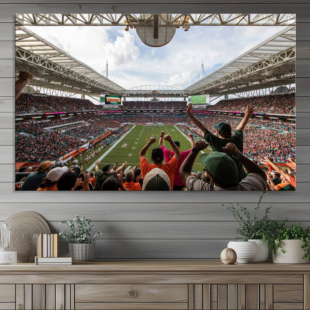 Miami Hurricanes Football Team Print - Miami Hard Rock Stadium Wall Art Canvas Print