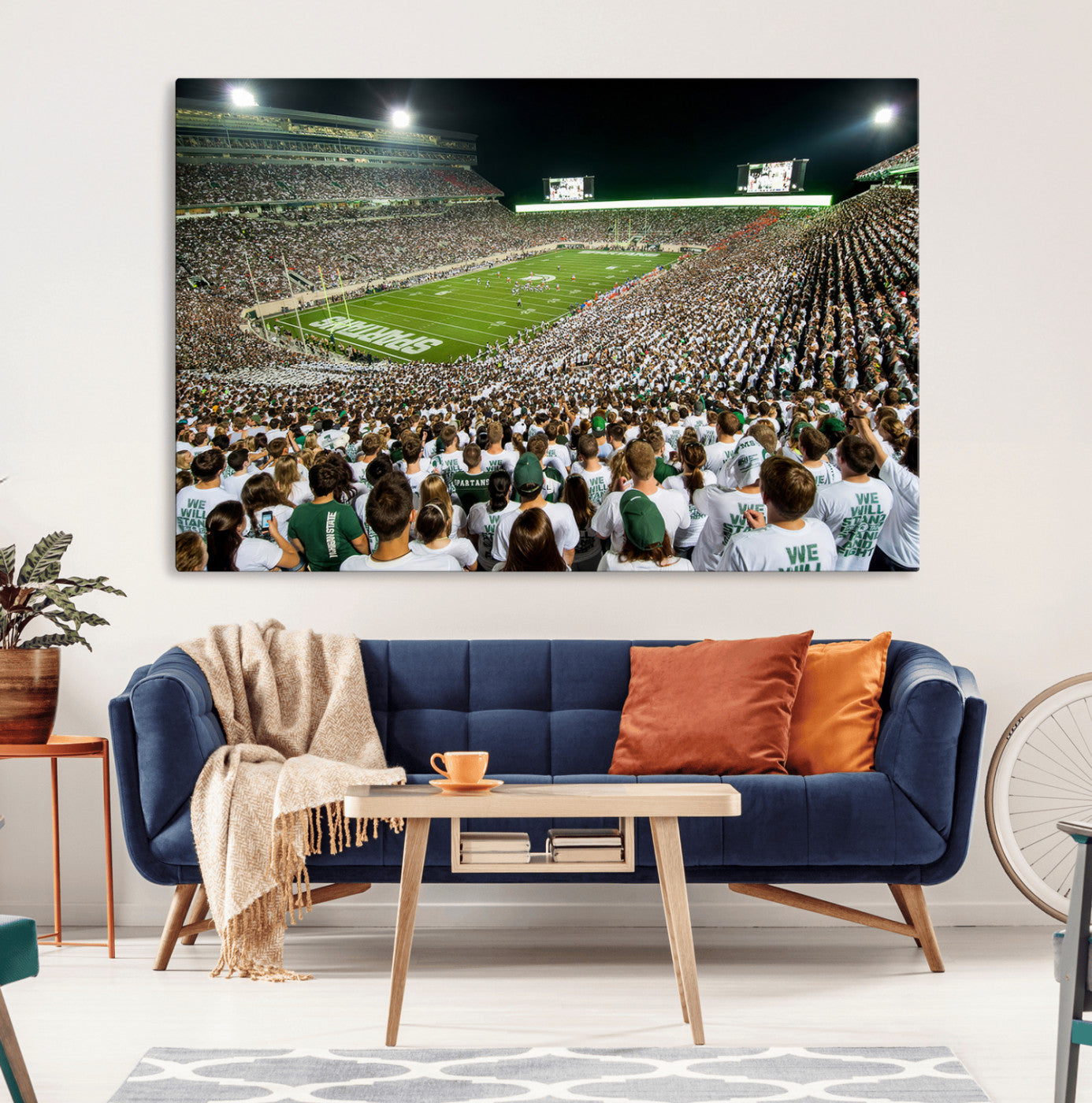 30457-MGV-CV-36X24-Michigan State Spartans Football Canvas Print - East Lansing Spartan Stadium Wall Art Canvas Print