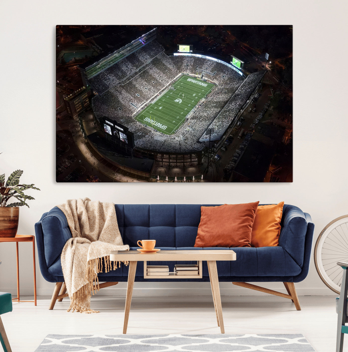 62258-MGV-CV-36X24-Michigan State Spartans Football Team Print - East Lansing Spartan Stadium Print Wall Art