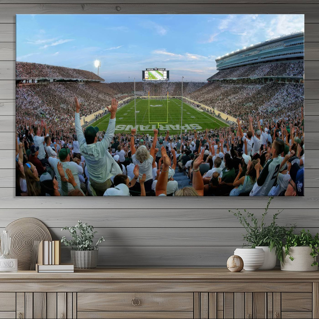 Michigan State Spartans Football Team Print - East Lansing Spartan Stadium Wall Art Canvas Print