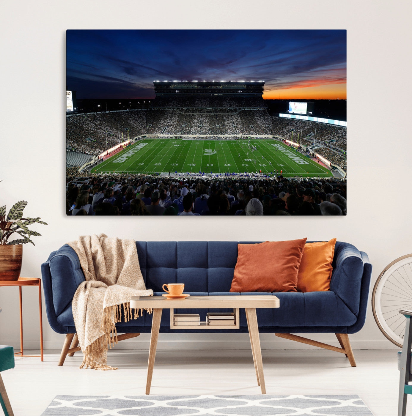 49074-MGV-CV-36X24-Michigan State Spartans Football Team Print - East Lansing Spartan Stadium Canvas Print