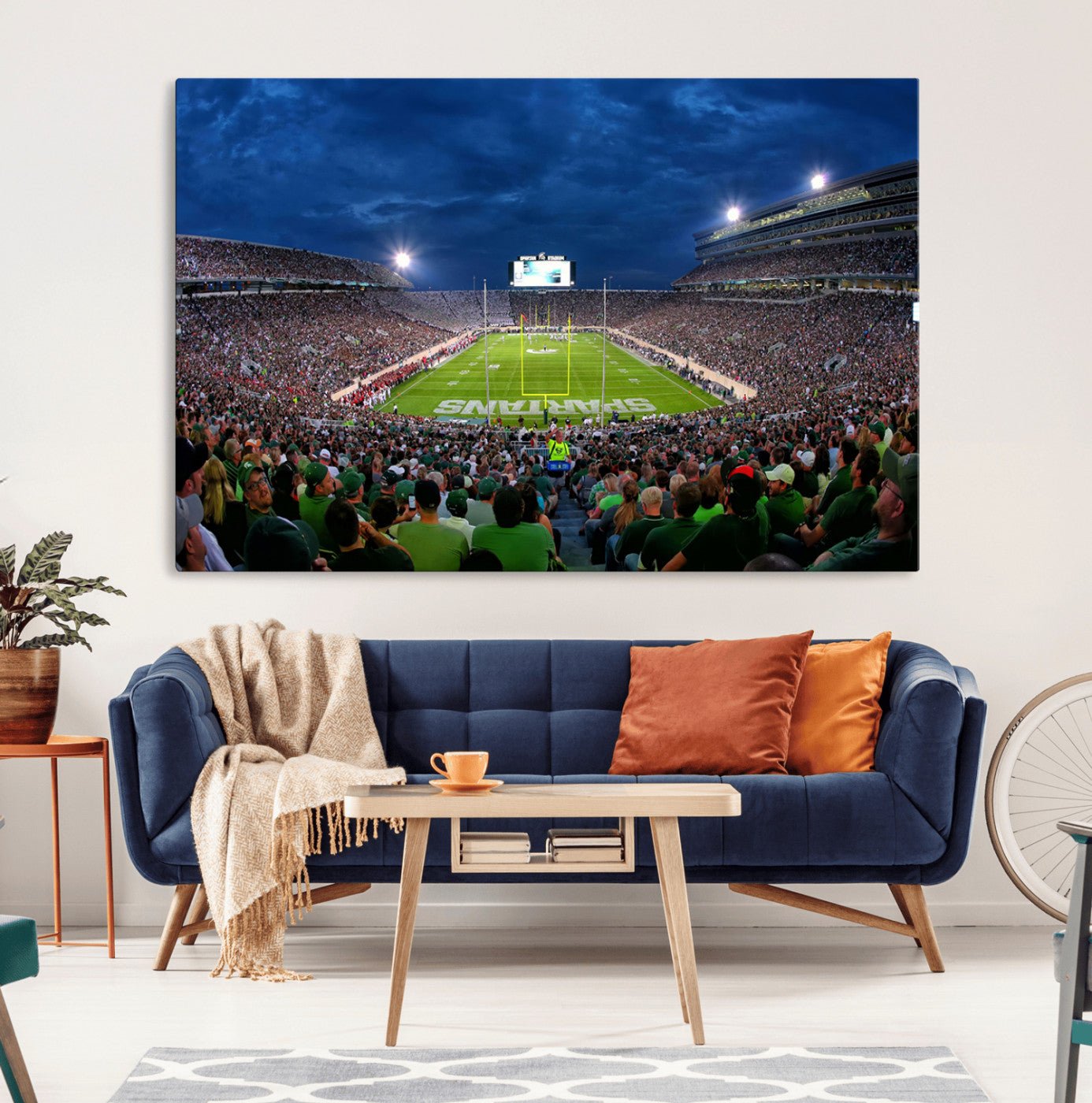MGV-CV-36X24 - Michigan State Spartans Football Team Print - East Lansing Spartan Stadium Wall Art Canvas Print