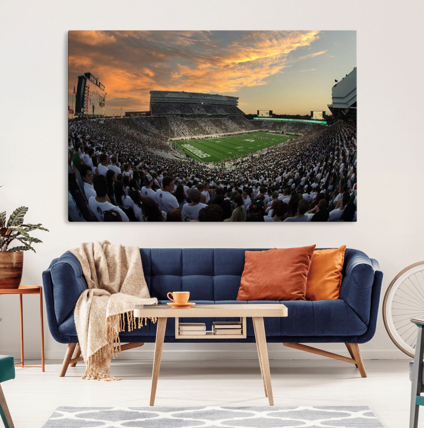 99155-MGV-CV-36X24-Michigan State Spartans Football Team Print - East Lansing Spartan Stadium Wall Art Canvas Print