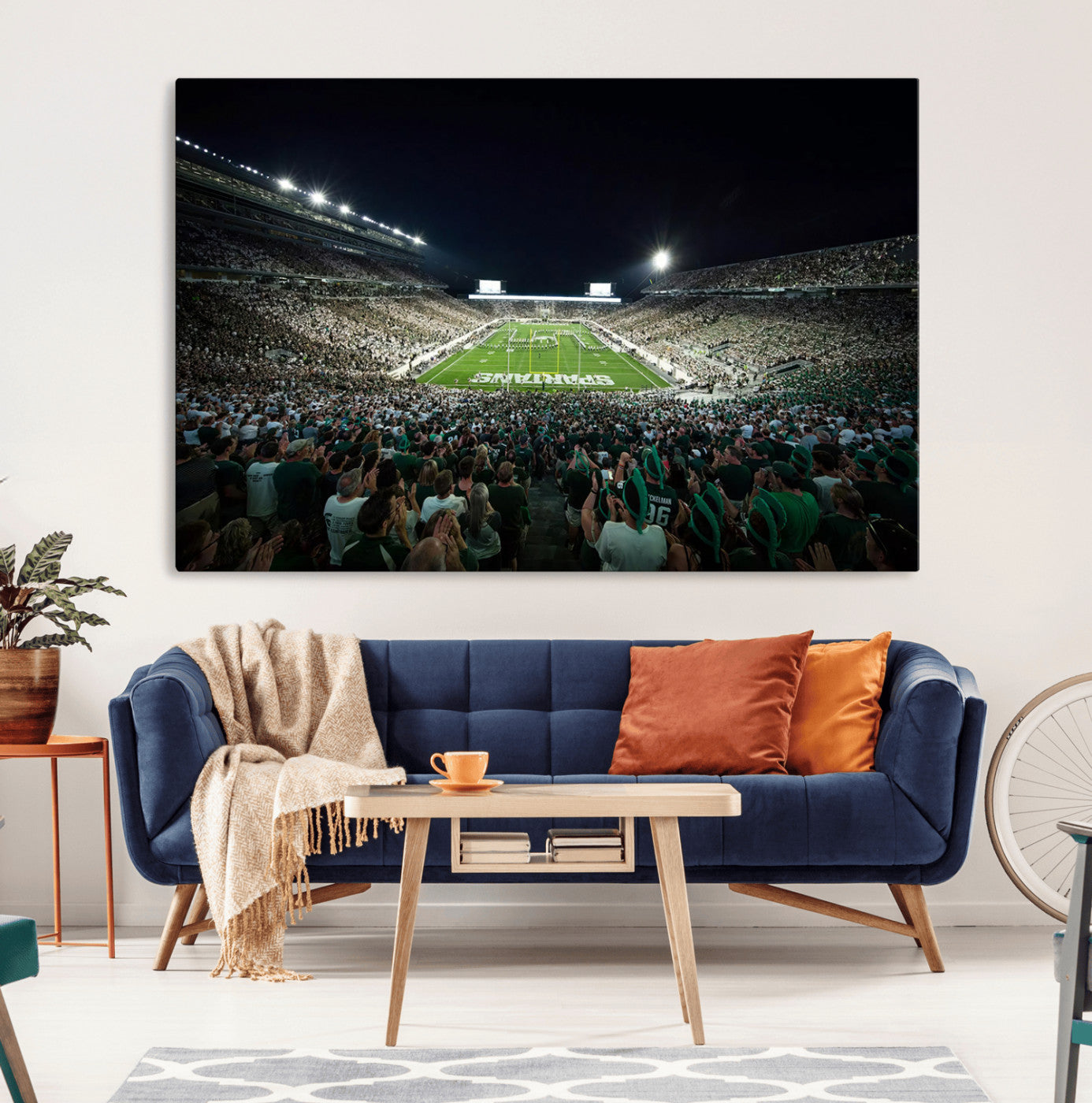57523-MGV-CV-36X24-Framed Michigan State Spartans Football Team Print - East Lansing Spartan Stadium Wall Art Canvas