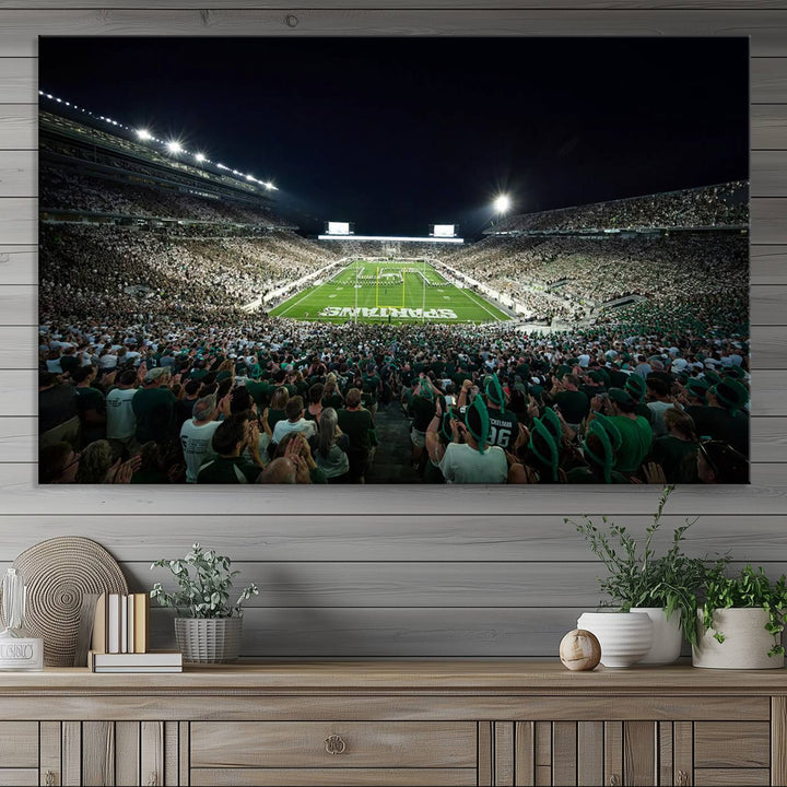 Michigan State Spartans Football Team Print - East Lansing Spartan Stadium Wall Art Canvas Print