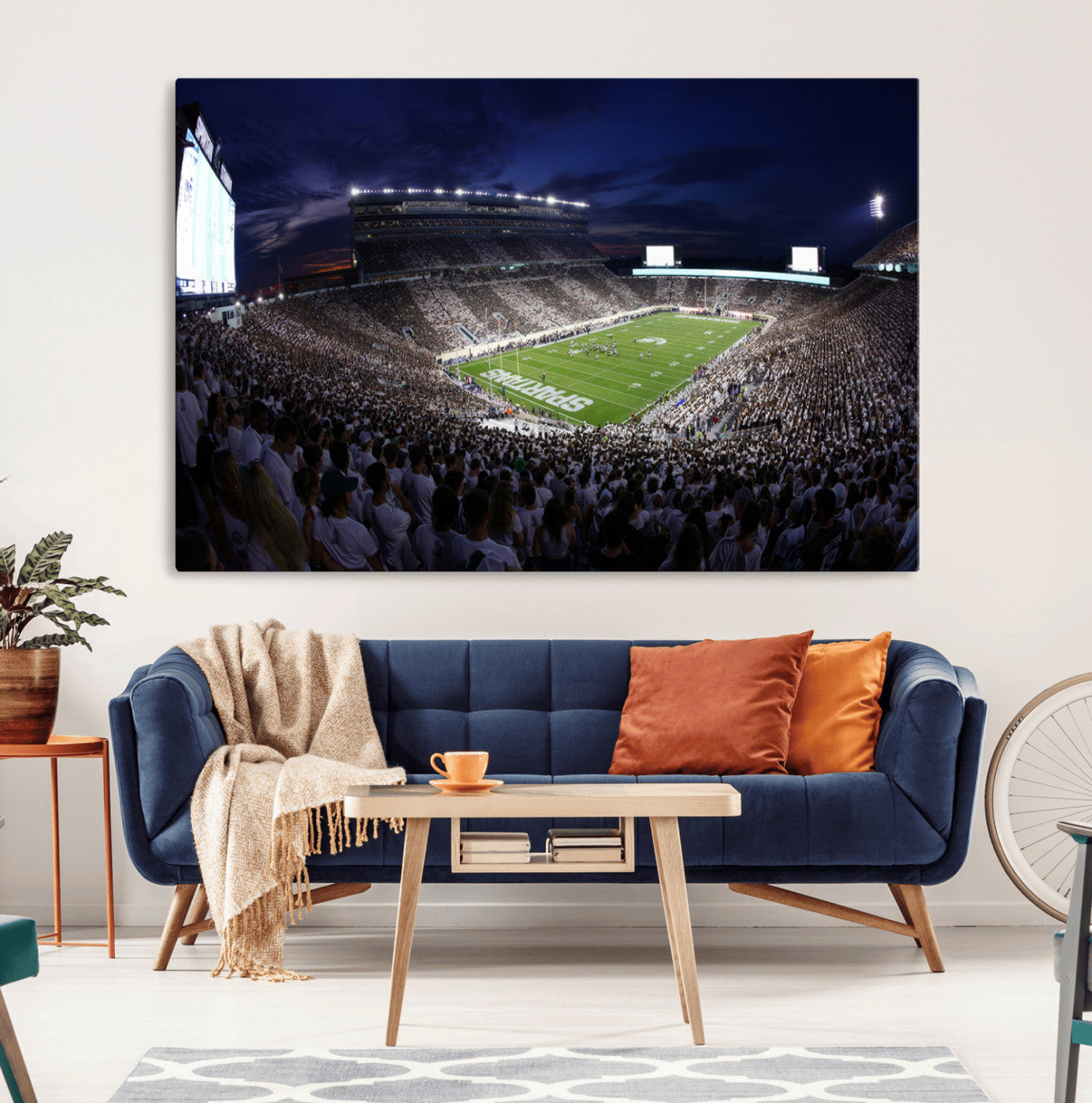 75193-MGV-CV-36X24-Michigan State Spartans Canvas, Framed Football Team Print - East Lansing Spartan Stadium Wall Art