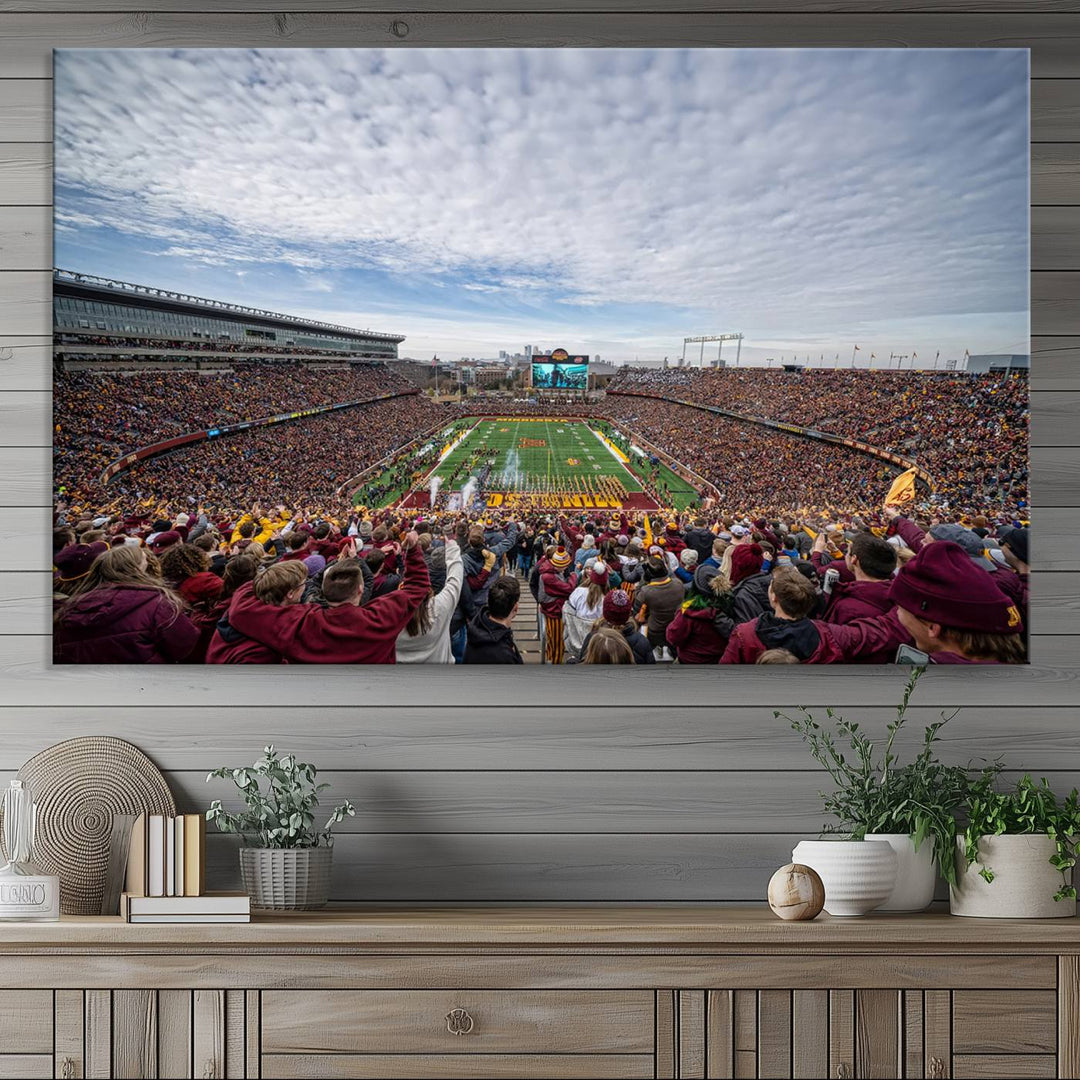 University of Minnesota Golden Gophers Football Team Print - Minneapolis Huntington Bank Stadium Wall Art Canvas Print