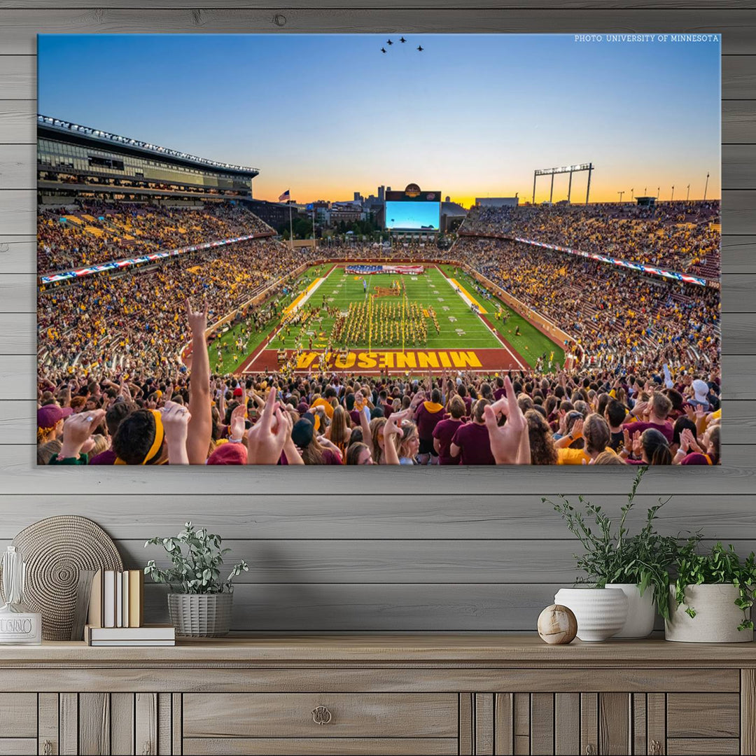 University of Minnesota Golden Gophers Football Team Print - Minneapolis Huntington Bank Stadium Wall Art Canvas Print