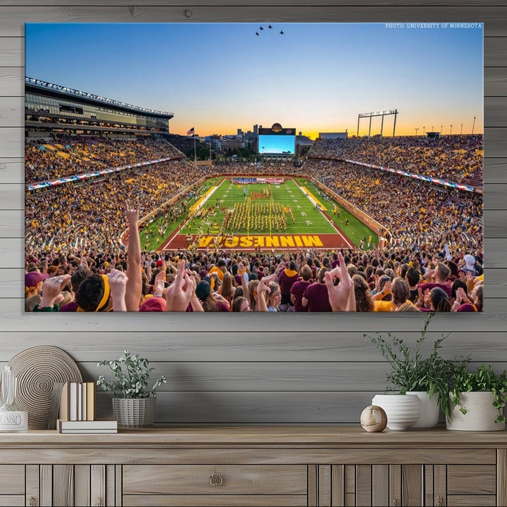 University of Minnesota Golden Gophers Football Team Print - Minneapolis Huntington Bank Stadium Wall Art Canvas Print