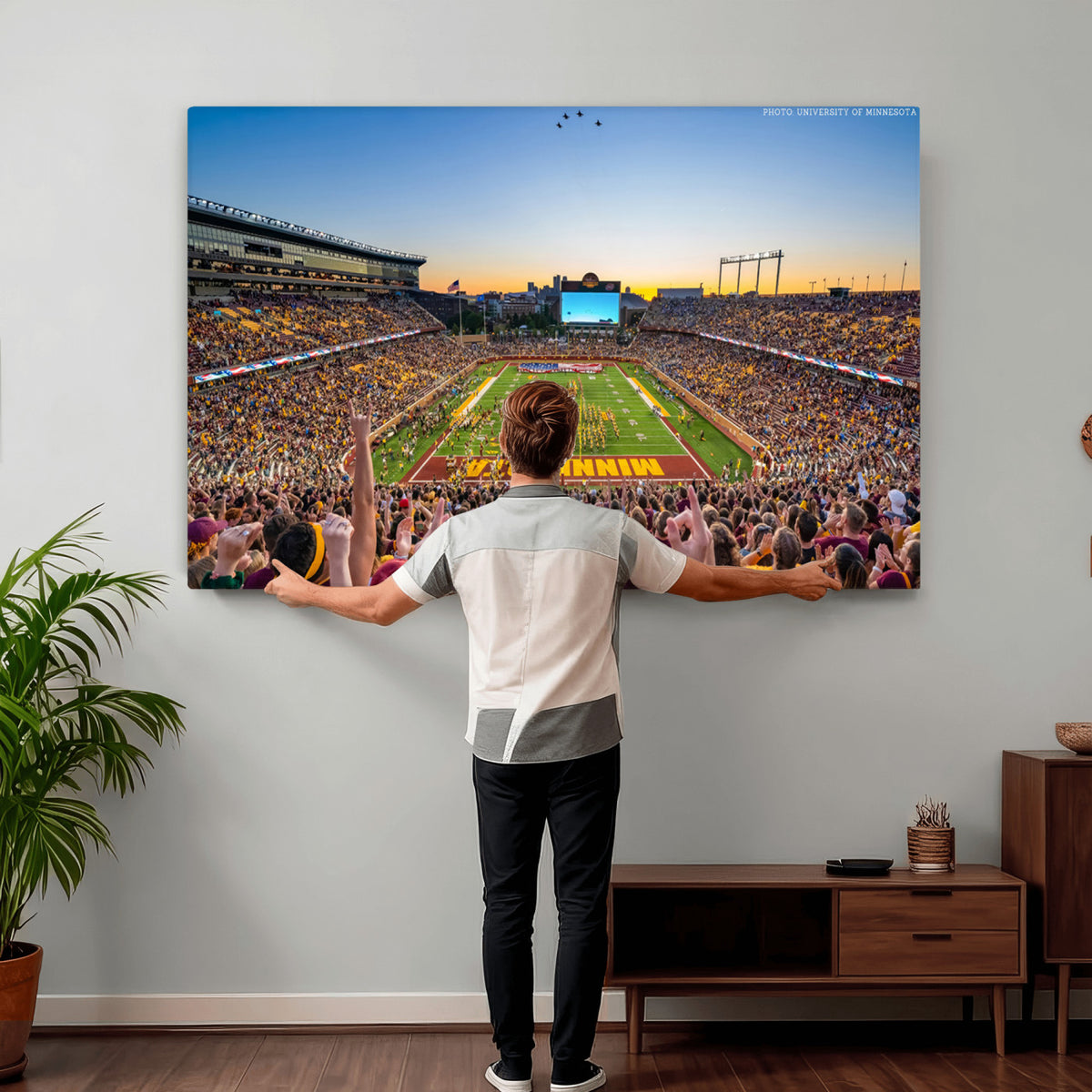 63452-PAN-FL-20X10 - University of Minnesota Golden Gophers Football Team Print - Minneapolis Huntington Bank Stadium