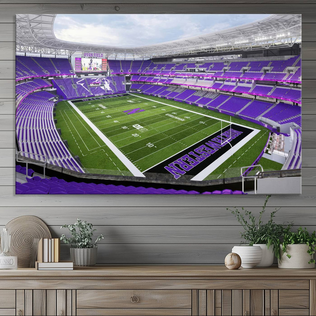 Northwestern University Wildcats Football Team Print - Evanston Ryan Field Wall Art Canvas Print