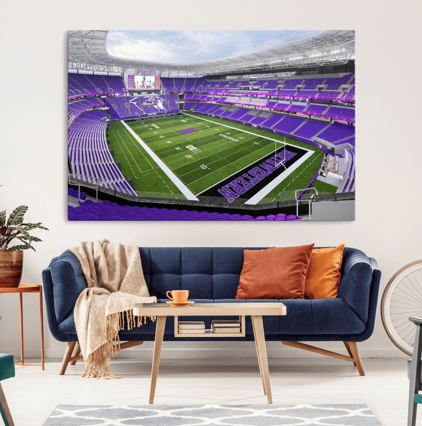 MGV-CV-36X24 - Northwestern University Wildcats Football Team Print - Evanston Ryan Field Wall Art Canvas Print