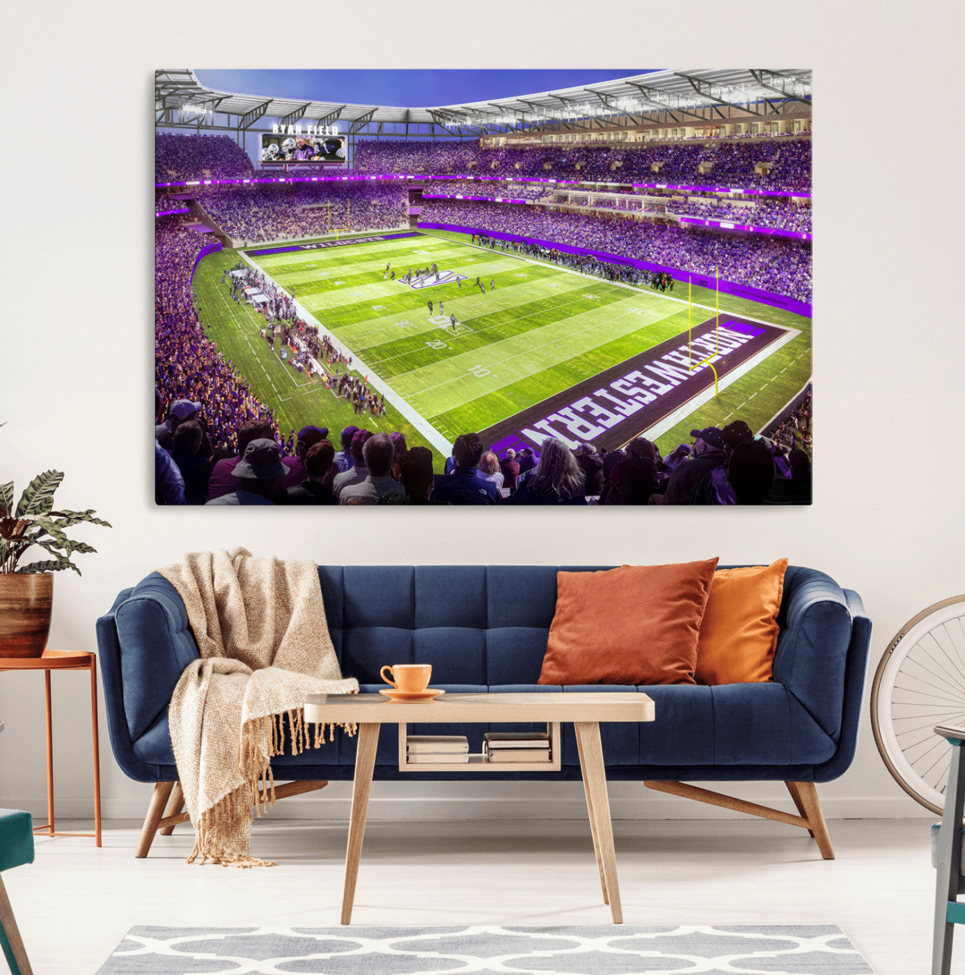 81245-MGV-CV-36X24-Northwestern University Wildcats Football Team Print - Evanston Ryan Field Wall Art Canvas Print