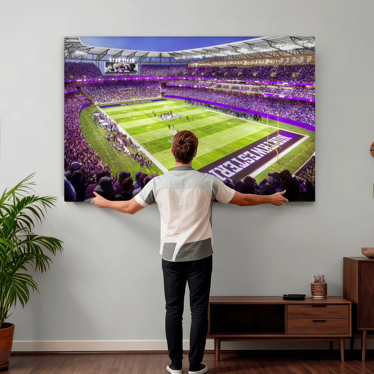 81245-MGV-CV-36X24 - Northwestern University Wildcats Football Team Print - Evanston Ryan Field Wall Art Canvas Print