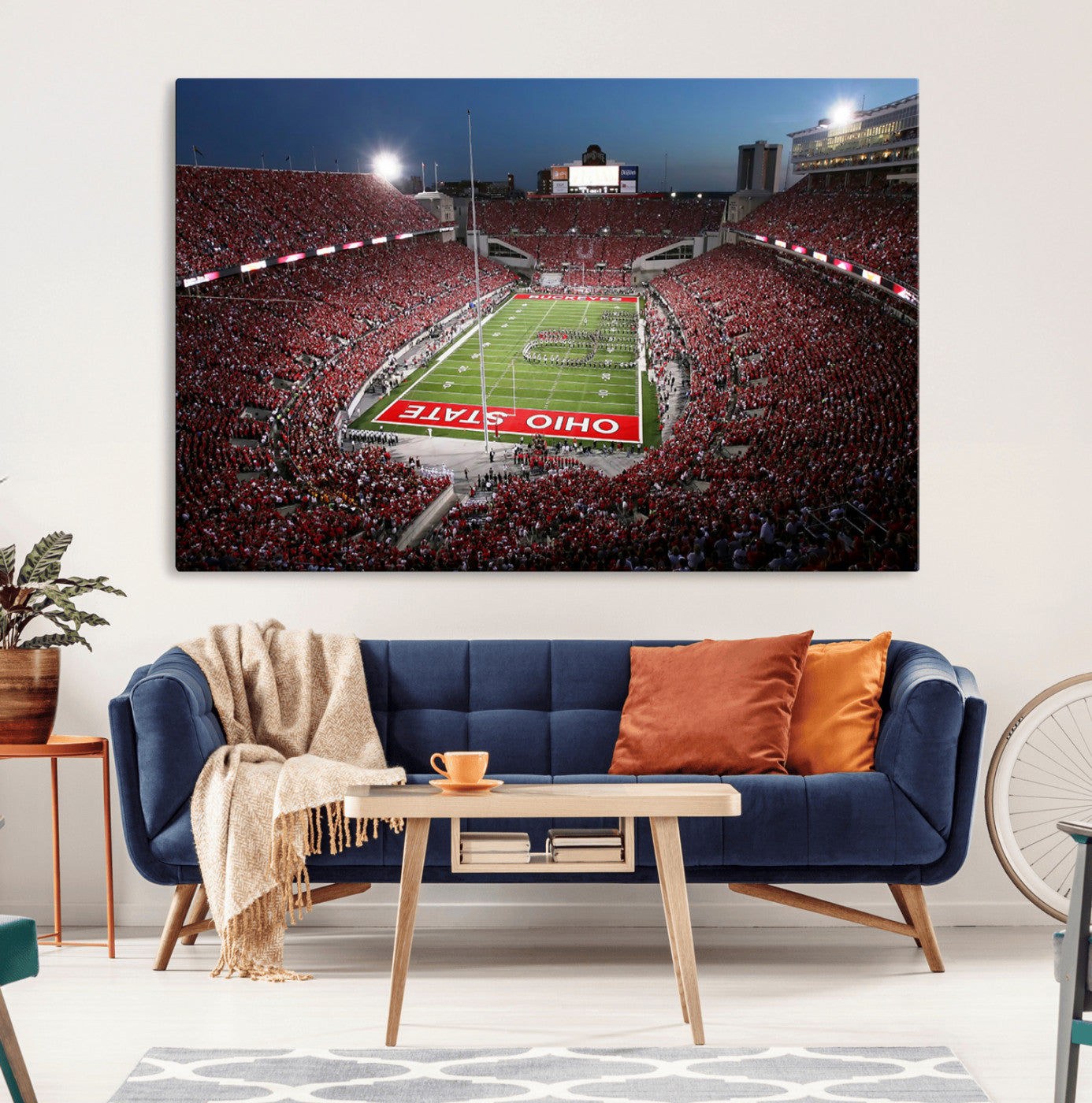 98743-MGV-CV-36X24-Ohio State University Buckeyes Football Team Print - Columbus Ohio Stadium Wall Art Canvas Print