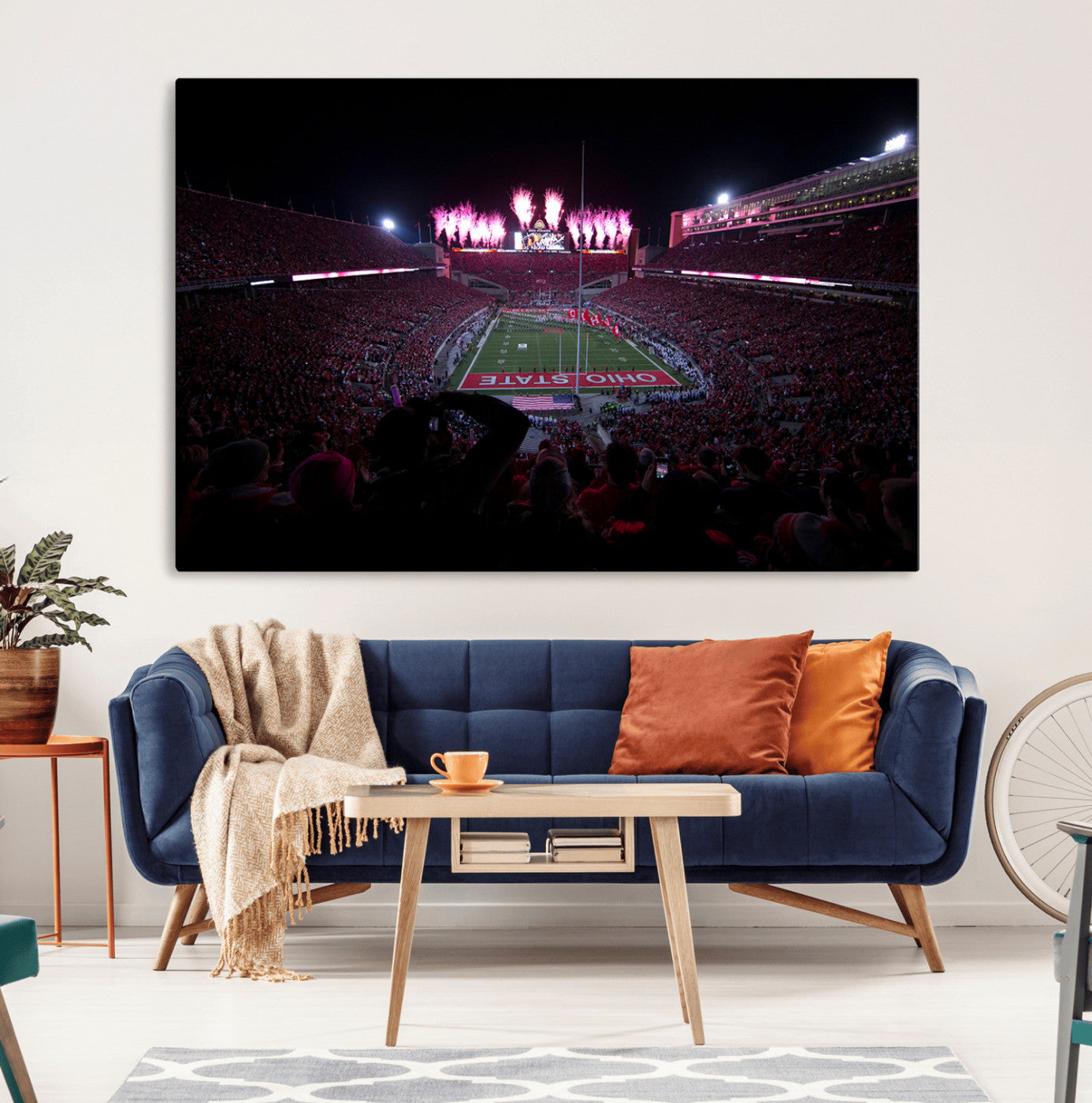 20483-MGV-CV-36X24-Ohio State University Buckeyes Football Team Print - Columbus Ohio Stadium Wall Art Canvas Print
