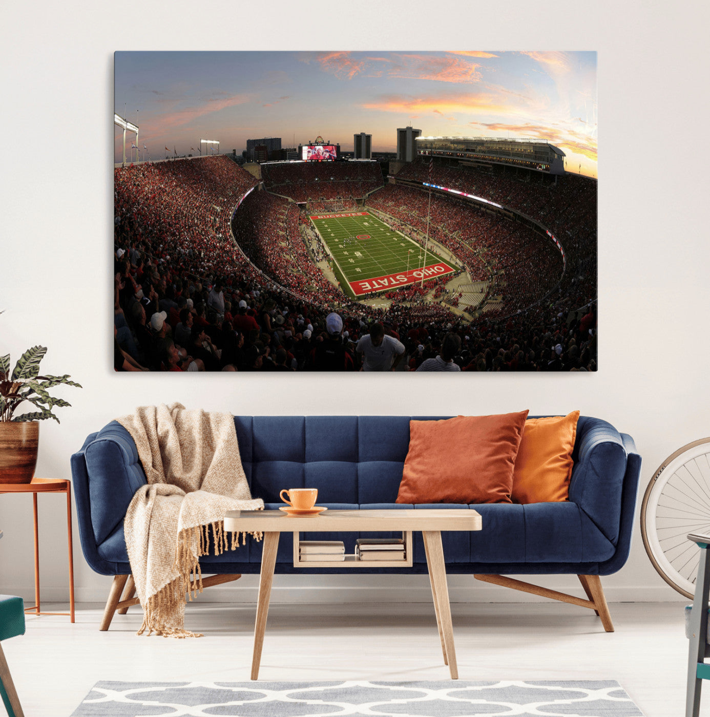28825-MGV-CV-36X24-Ohio State University Buckeyes Football Team Print - Columbus Ohio Stadium Wall Art Canvas Print
