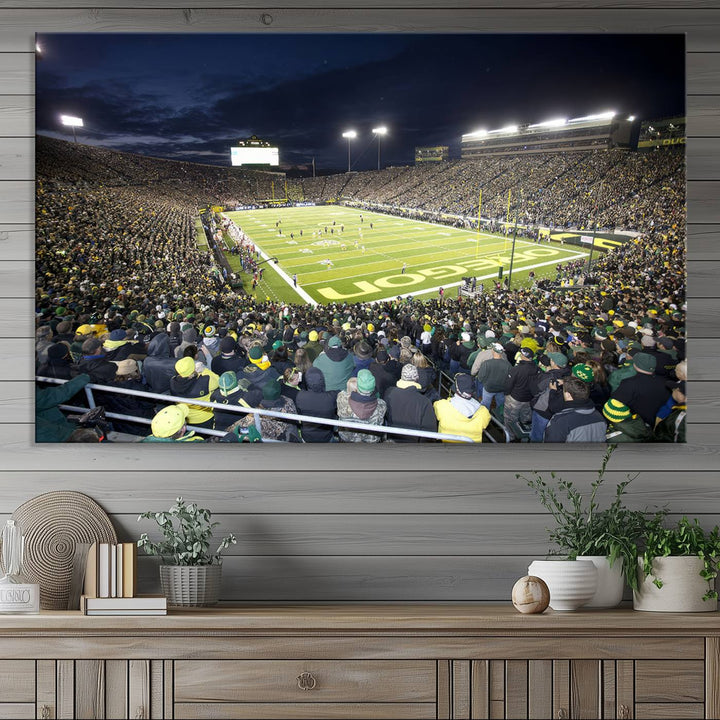 University of Oregon Ducks Football Team Print - Eugene Autzen Stadium Wall Art Canvas Print