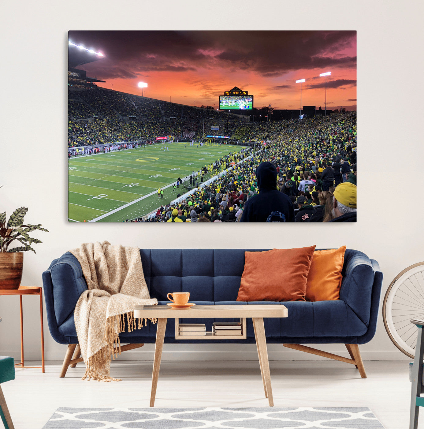 MGV-CV-36X24 - Eugene Autzen Stadium Canvas Wall Art Print – Sunset Over Iconic Football Field Wall Decor for Home