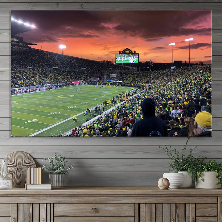 University of Oregon Ducks Football Team Print - Eugene Autzen Stadium Wall Art Canvas Print