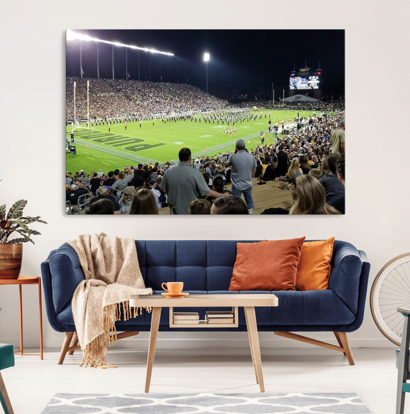 56796-MGV-CV-36X24-Purdue University Boilermakers Football Team Print - West Lafayette Ross-Ade Stadium Wall Art Canvas