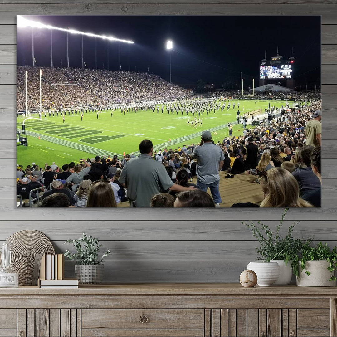 Purdue University Boilermakers Football Team Print - West Lafayette Ross-Ade Stadium Wall Art Canvas Print