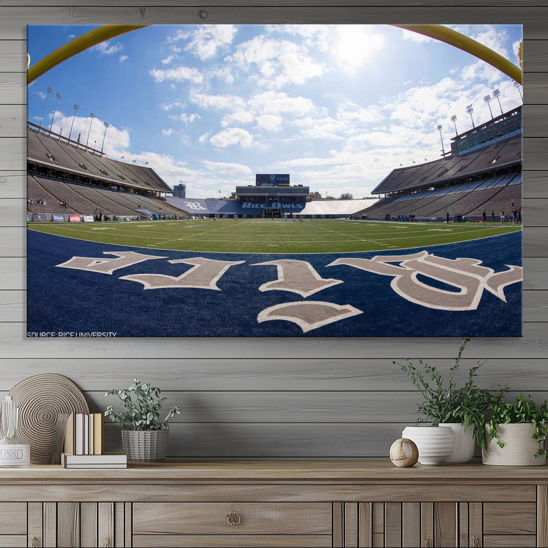 Rice University Owls Football Team Print - Houston Rice Stadium Wall Art Canvas Print