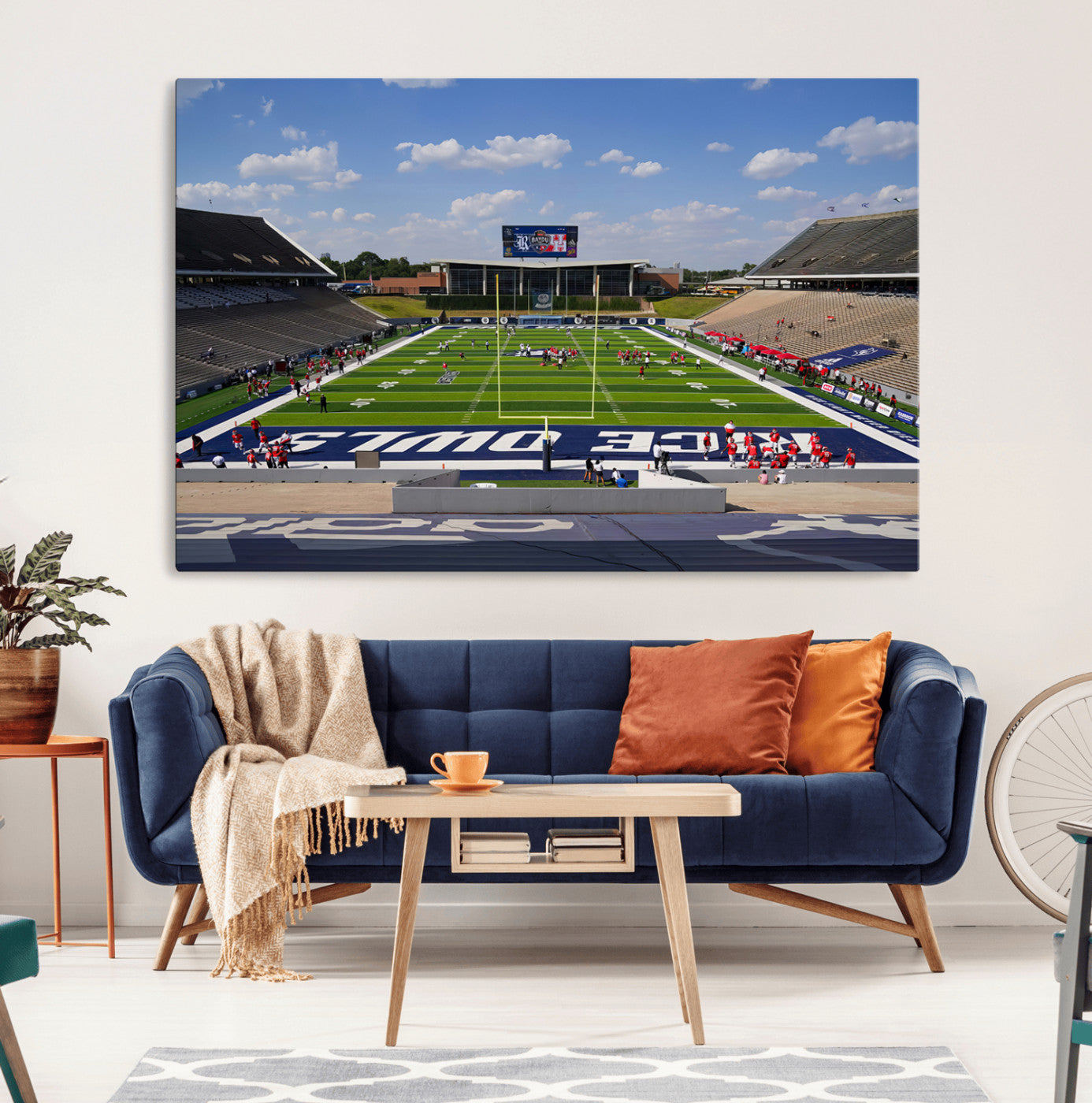 92248-MGV-CV-36X24-Rice University Owls Football Team Print - Houston Rice Stadium Wall Art Canvas Print